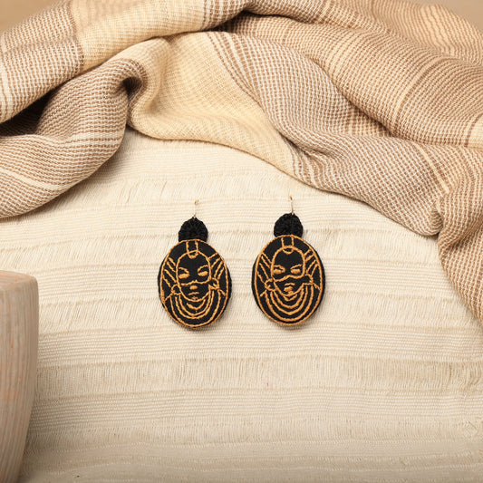 "Golden and black face" earrings
